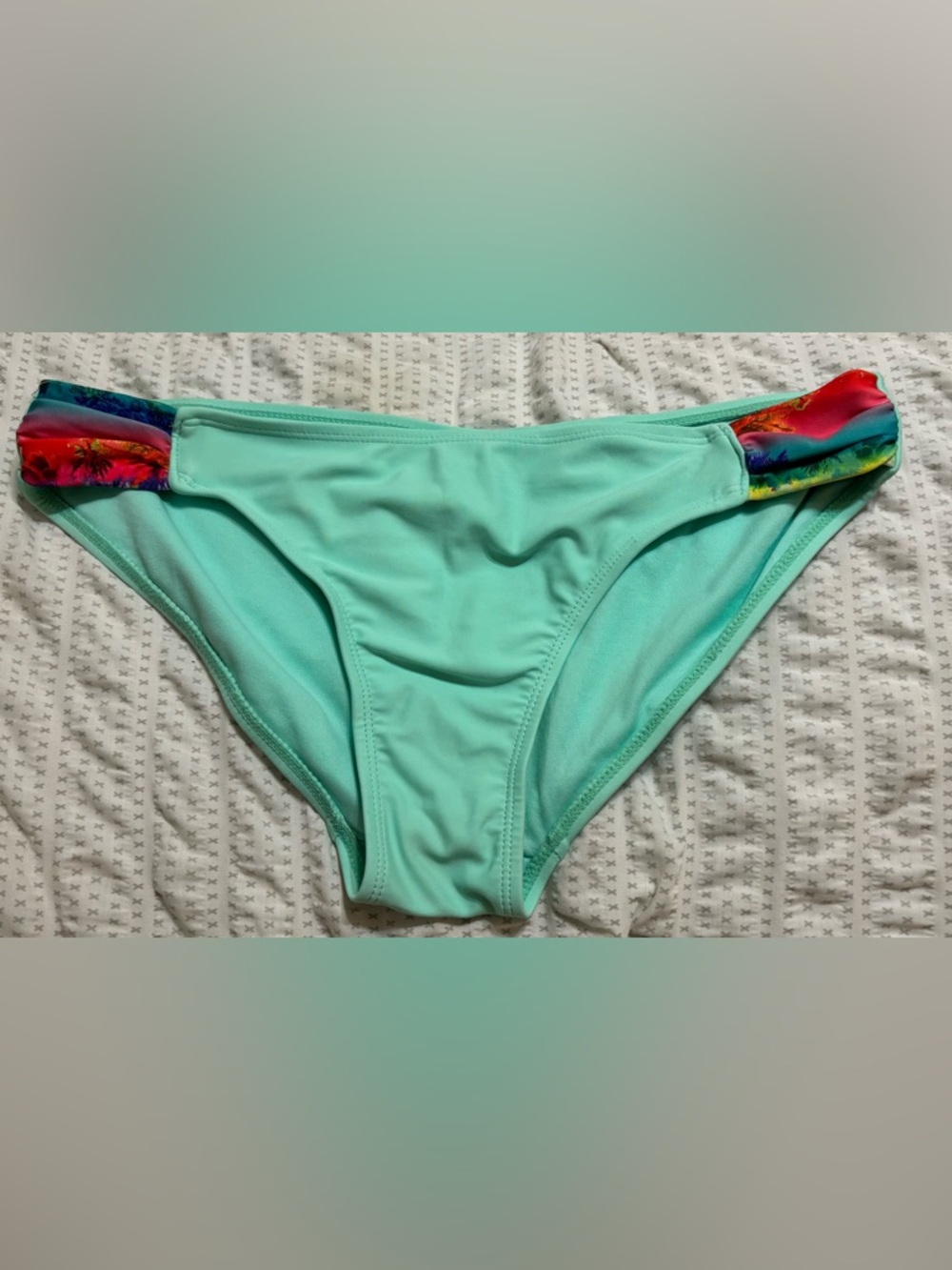 OP Mint Green Bikini Bottoms with Tropical Accent